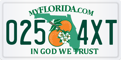 FL license plate 0254XT