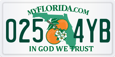FL license plate 0254YB
