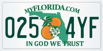 FL license plate 0254YF