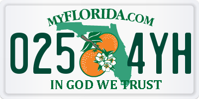 FL license plate 0254YH