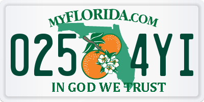 FL license plate 0254YI