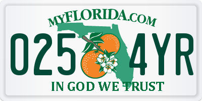 FL license plate 0254YR