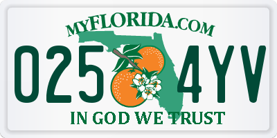 FL license plate 0254YV