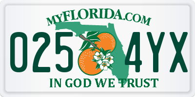 FL license plate 0254YX