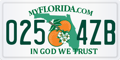 FL license plate 0254ZB