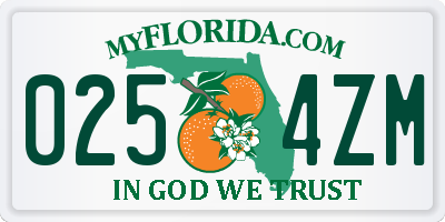 FL license plate 0254ZM