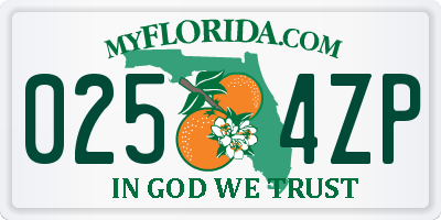 FL license plate 0254ZP