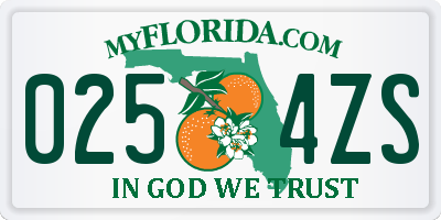 FL license plate 0254ZS