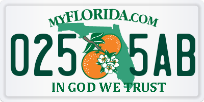 FL license plate 0255AB