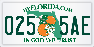 FL license plate 0255AE