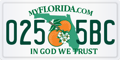 FL license plate 0255BC