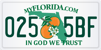 FL license plate 0255BF