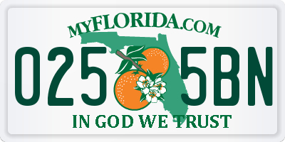 FL license plate 0255BN