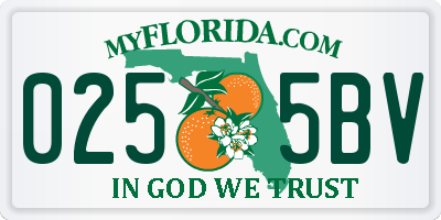 FL license plate 0255BV