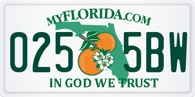 FL license plate 0255BW