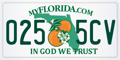 FL license plate 0255CV