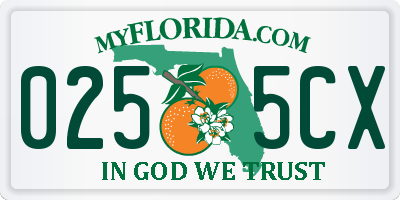 FL license plate 0255CX