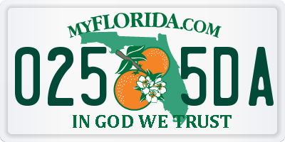 FL license plate 0255DA