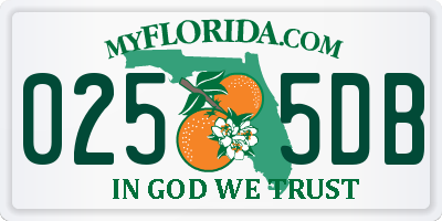 FL license plate 0255DB