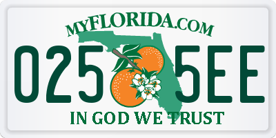 FL license plate 0255EE
