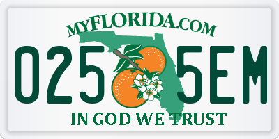 FL license plate 0255EM