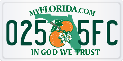 FL license plate 0255FC