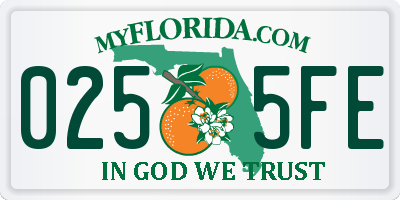 FL license plate 0255FE