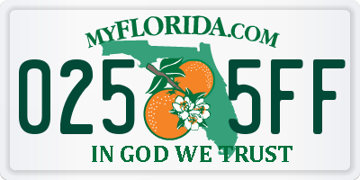 FL license plate 0255FF