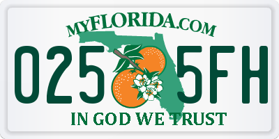 FL license plate 0255FH