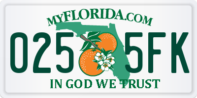 FL license plate 0255FK