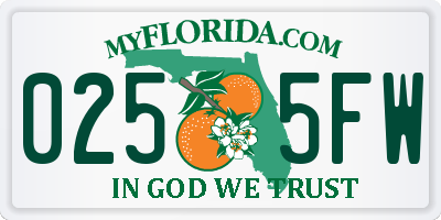 FL license plate 0255FW