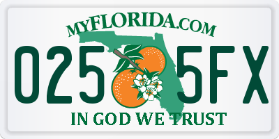 FL license plate 0255FX