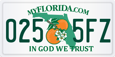 FL license plate 0255FZ