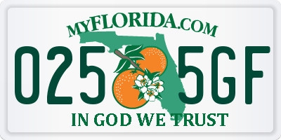 FL license plate 0255GF
