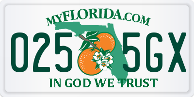 FL license plate 0255GX
