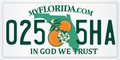 FL license plate 0255HA