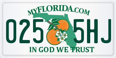 FL license plate 0255HJ