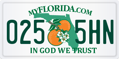 FL license plate 0255HN
