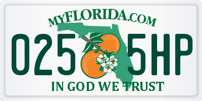 FL license plate 0255HP