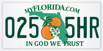 FL license plate 0255HR