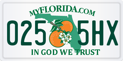 FL license plate 0255HX
