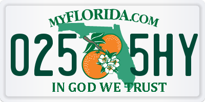 FL license plate 0255HY