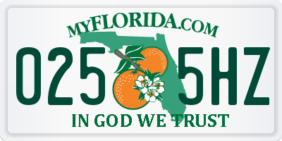 FL license plate 0255HZ