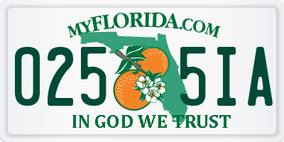 FL license plate 0255IA