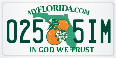 FL license plate 0255IM