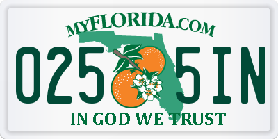 FL license plate 0255IN
