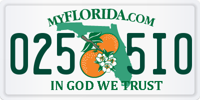 FL license plate 0255IO