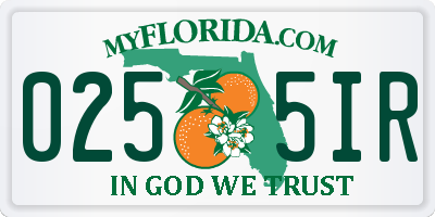 FL license plate 0255IR