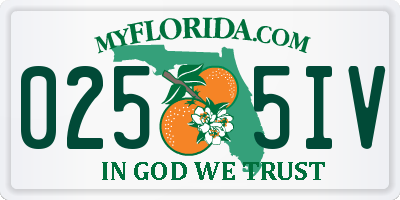 FL license plate 0255IV