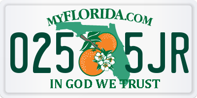 FL license plate 0255JR